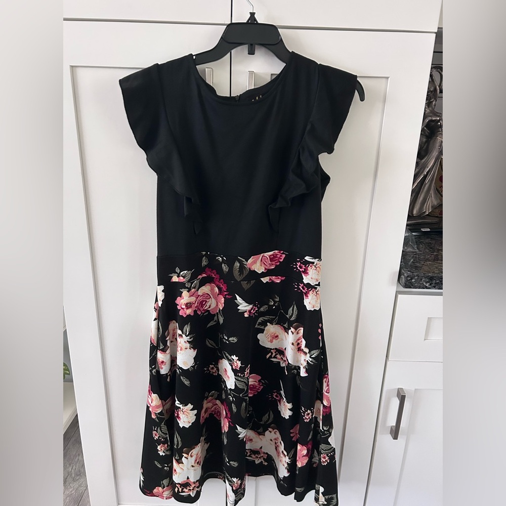 Floral Black and Pink  Dress